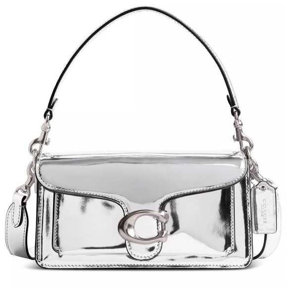Coach Tabby Shoulder Bag 20 In Metallic silver NWT with crossbody strap - Picture 4 of 17